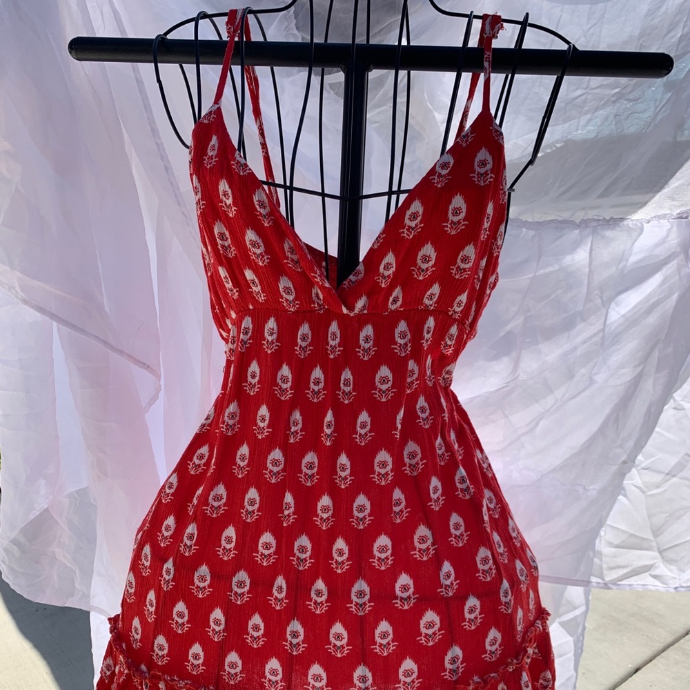 Forever 21 Red Feather-Patterned Dress